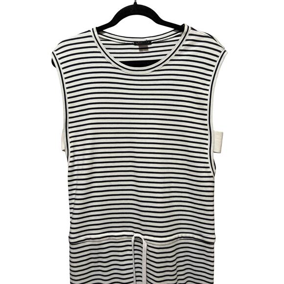 Theory Caneil Striped Pima Cotton Midi Dress | Sleeveless Soft Knit | Size M - Picture 5 of 9